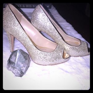 WHITE house BLACK market- Gold Sequin Pump